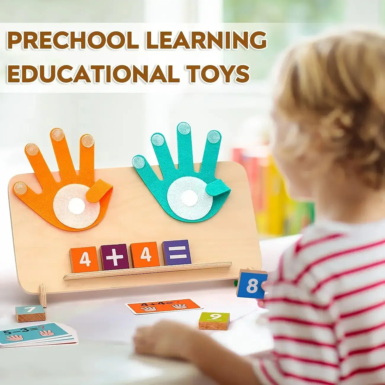 Wooden Math Learning Toy - Unisex Toddler Learning Activities Wooden Tactile Colorful Building Blocks Maths Toys, Kid-Hand Friendly Educational Puzzle for Number Recognition, Addition Skills Development