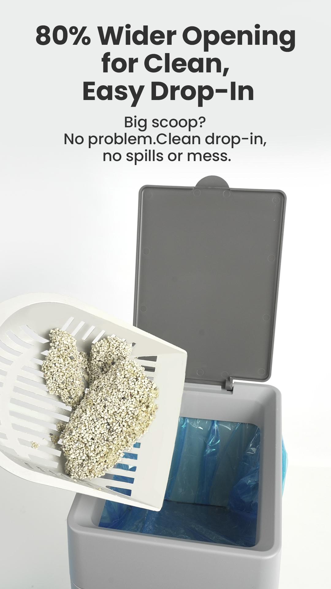 Neakasa PooGuard Waste Disposal Receptacles, 9.2L Trash Can for Cat Litter, Dog Waste & Diapers, with Viewing Window, Wider Opening, and 4-Month Refill (Gray)