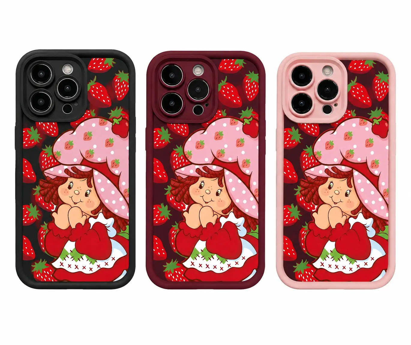 Retro  Pink Strawberry Shortcake    Casing for iPhone 13-17 Pro Max, Durable Full Coverage Drop Proof  Protector,  Accessories, Teen  Birthday Gifts anti-fall phone case pattern woman shockproof mobilephone protective cover cute girl girly design