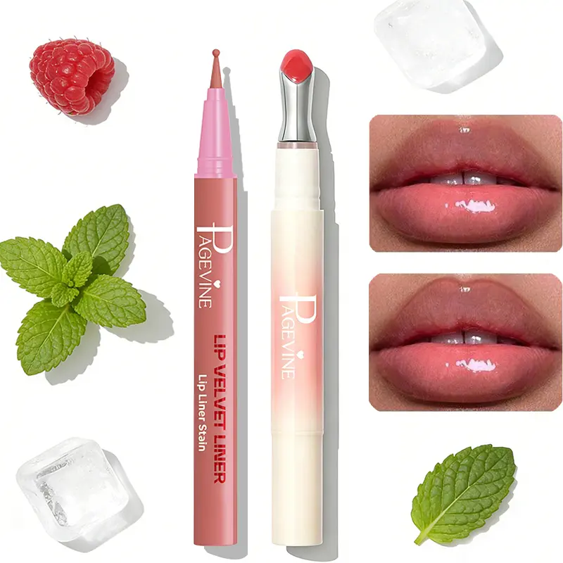 Lip Stain & Lip Liner Daily Combo Smooth Tip + Glossy Texture Smudge-Proof Buildable Lightweight Wear Non-Drying Commute Office Quick Makeup, Shiny, Lipliner