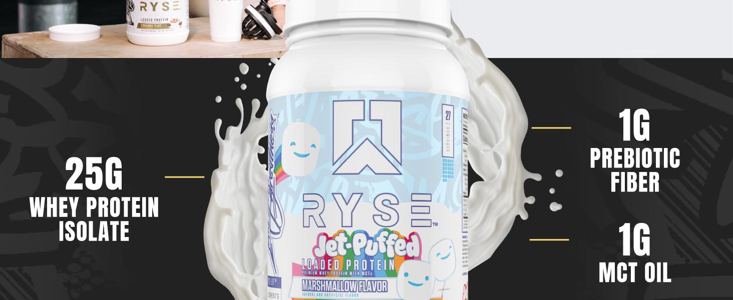 RYSE Loaded Protein Powder - 25g Whey Protein Isolate & Concentrate with Prebiotic Fiber & MCTs - Low Carb, Low Sugar, Digestive-Friendly