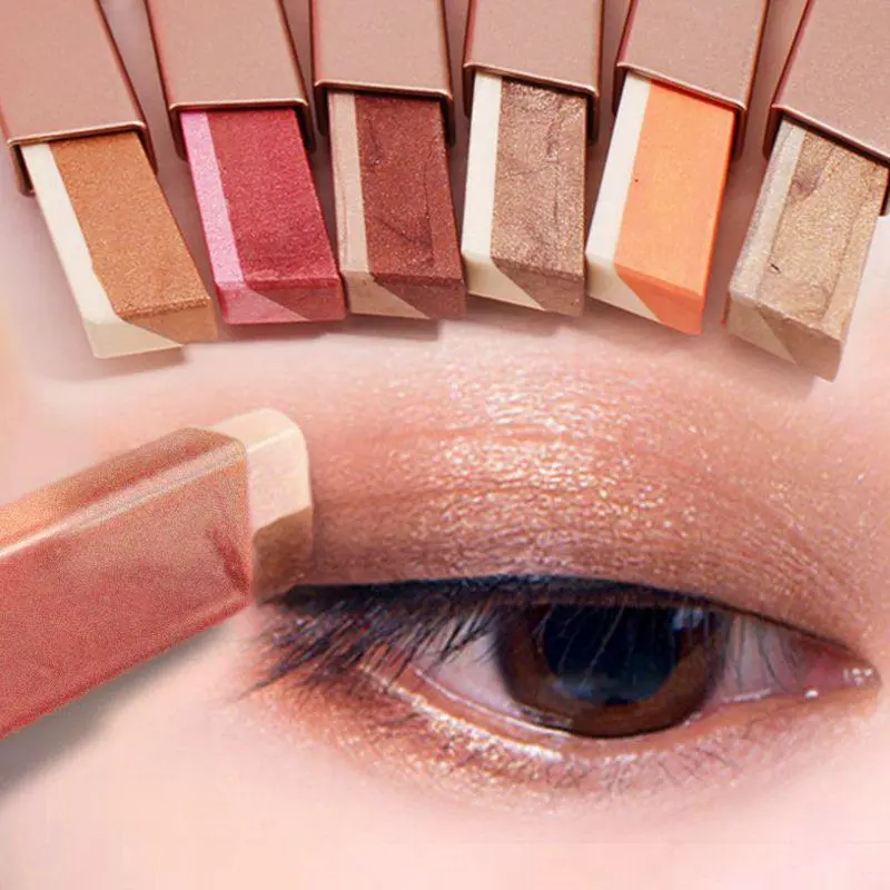 3Pcs Two Color Eyeshadow Stick Set Cosmetic PearlescentMatte Highlighter Eye Shadow Glam Natural Long LastingWaterproof Not Easy To Take Off Makeup
