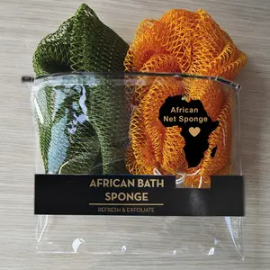 2 PCS Authentic African Exfoliating Net Bath Sponge Bath Sponge Pack shower