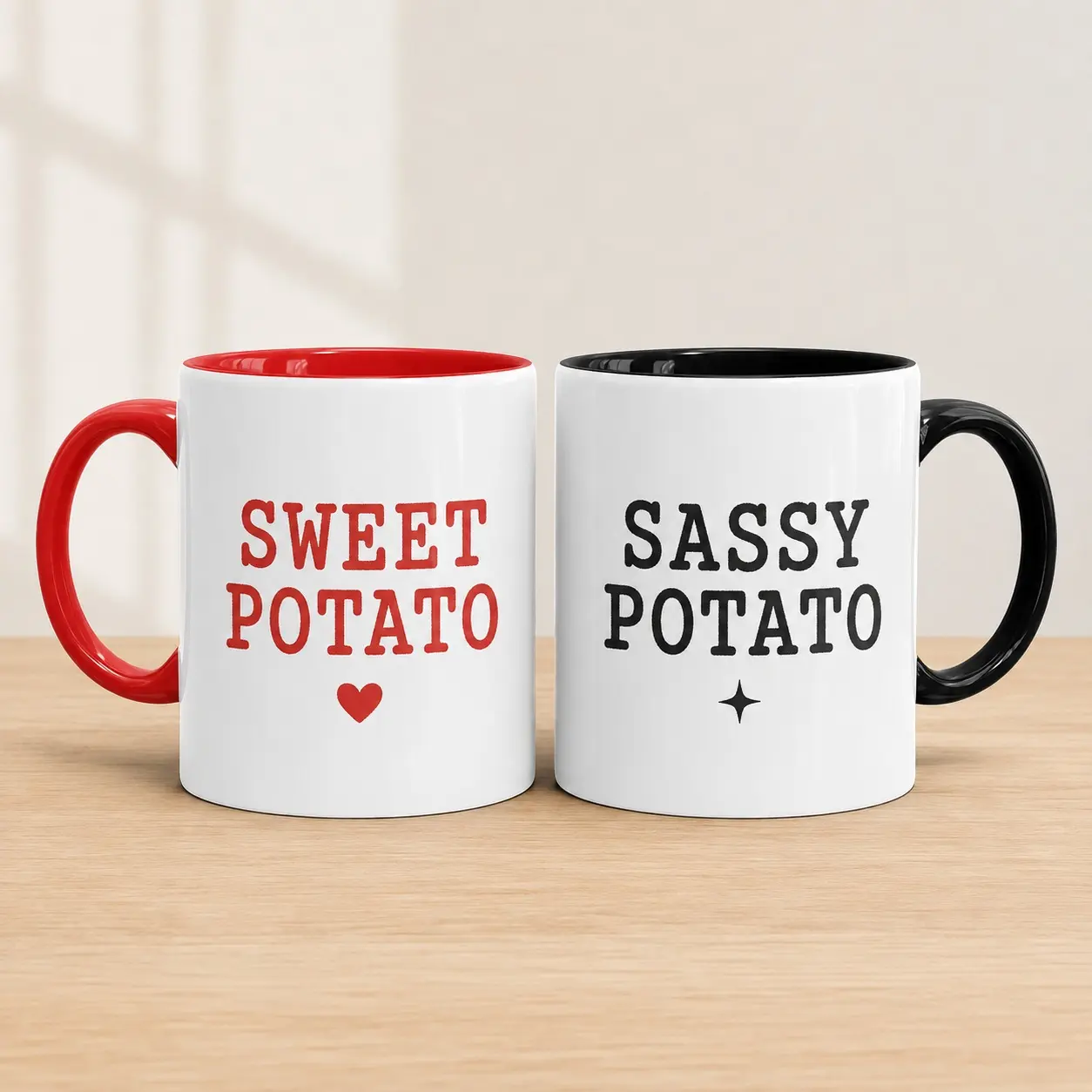 Sweet Potato Sassy Potato Couple Mugs, Funny Matching Coffee Cup Set, Thanksgiving Cute Couples Gift, Anniversary Wedding Gift for Him Her