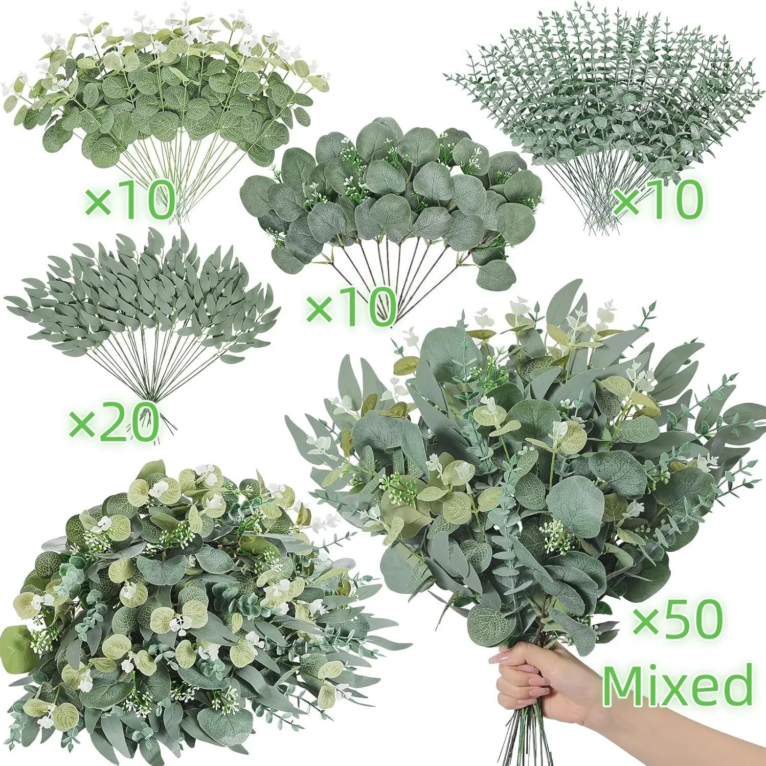 Artificial Eucalyptus Leaves Imitation Eucalyptus Tree Set Wedding DIY Bouquet Decoration Plant Home Decoration