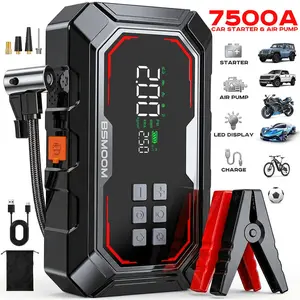 BSMOOM 7500A Jump Starter with Air Compressor, 16800mAh 12V Auto Battery Booster Pack (All Gas/12.0L Diesel) Portable Power Bank, 150PSI Cordless Smart Tire Inflator with LCD Display & LED Light