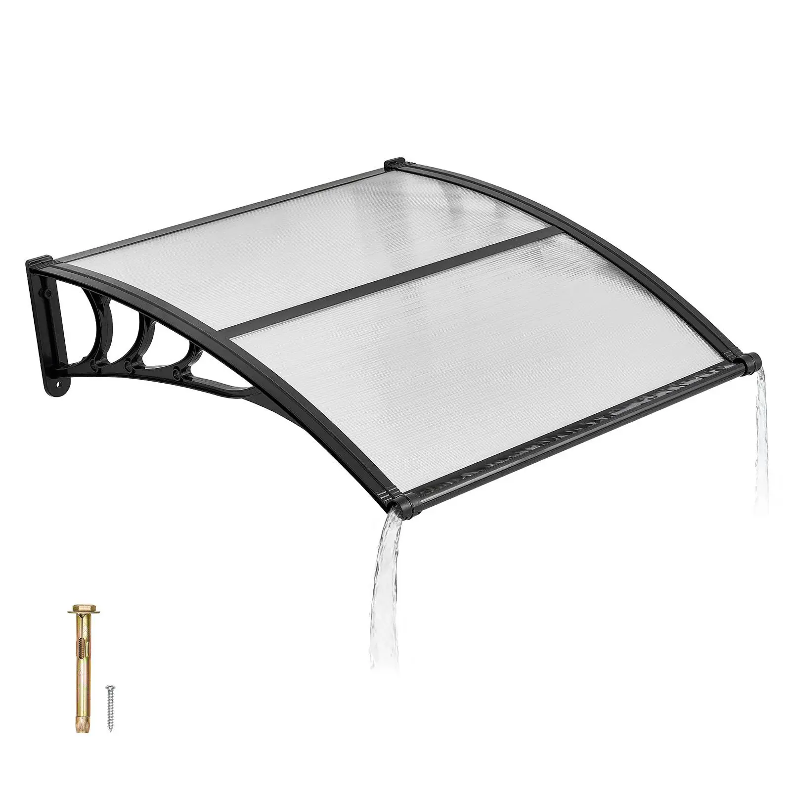 【SummerFinds】VEVOR Awnings for Door Entrance, Exterior Front Door Window Awnings with Drainage & ABS Bracket, Rain Snow Sun Protection, Overhang Polycarbonate Door Canopy for Porch Patio, Clear