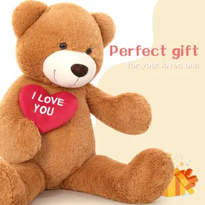 Red Heart Giant Teddy Bears, Big Teddy Bear Stuffed Animals with Embroidered I Love You for Girlfriend, Valentines Fluffy Teddy Bear Birthday Gifts 36 inches