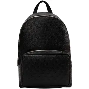Calvin Klein Campus-Style Full-Logo Zipper Large-Capacity Synthetic Backpack for Men in Space Black