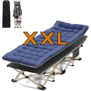 XXL Folding Camping Cot , 32" Widen 500lb Heavy Duty Sleeping Bed With 2-Sided Removable Matress, Portable Folding For Office Naps