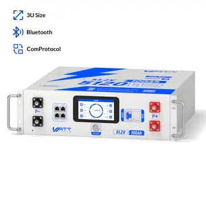 WattCycle Flagship 48V 100Ah LiFePO4 Server Rack Battery Gen2 Active Balancing LCD Bluetooth Smart Comms 3U Size 100X Balance Speed BYD Grade A Cells Powerful Monitoring, Long, Lasting, Rechargeable