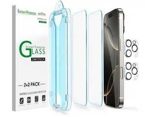 amFilm Auto-Alignment OneTouch for iPhone 16 Pro [6.3''] Screen Protector + Camera Lens Protector, Tempered Glass, 30 seconds Installation, Bubble Free, Case Friendly, Anti-Scratch [2+2 Pack]
