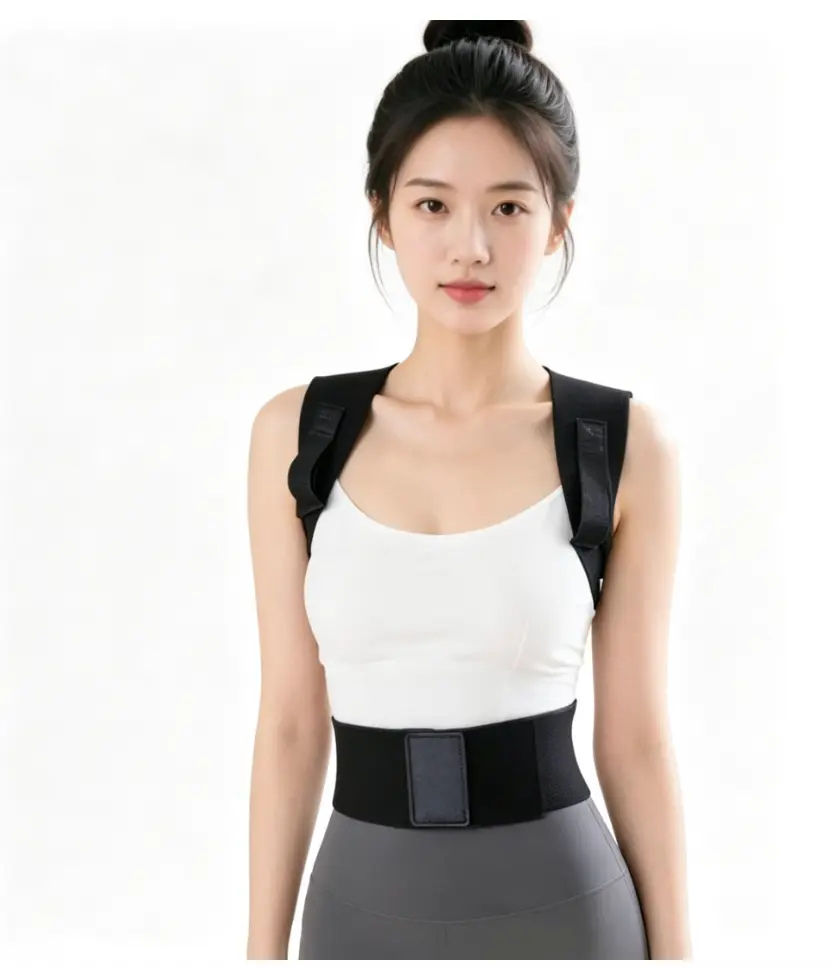 2nd-Generation Lightweight Functional Fabric Shoulder-Opening Posture Corrector Belt, Multi-Size Beauty Back Hunchback Fix Back Strap, Unisex Sports & Outdoor Archery Support Gear with Women's Gym Clothing