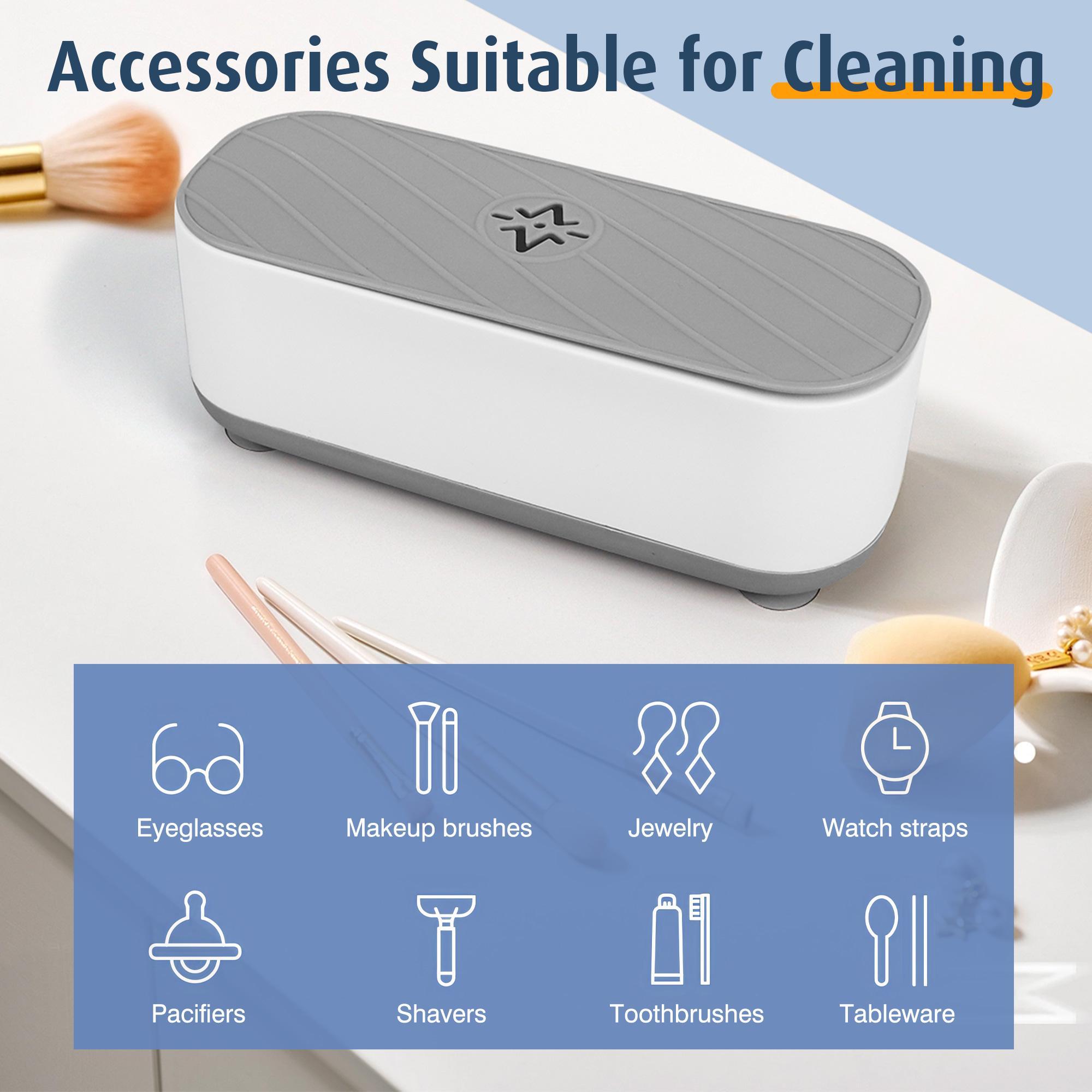 Ultrasonic Jewelry Cleaner: 48kHz Ring Cleaner, 24W Sonic Cleaner, suitable for jewelry, eyewear, ring clasps, and watch straps. Ideal for home and travel use.