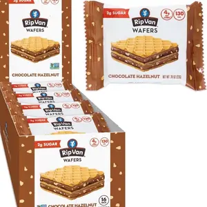 Rip Van Wafels Chocolate Hazelnuts wafels Healthy Snacks Non-GMO Keto Friendly Office Snacks Low Sugar 2g Low Calorie 16 pack