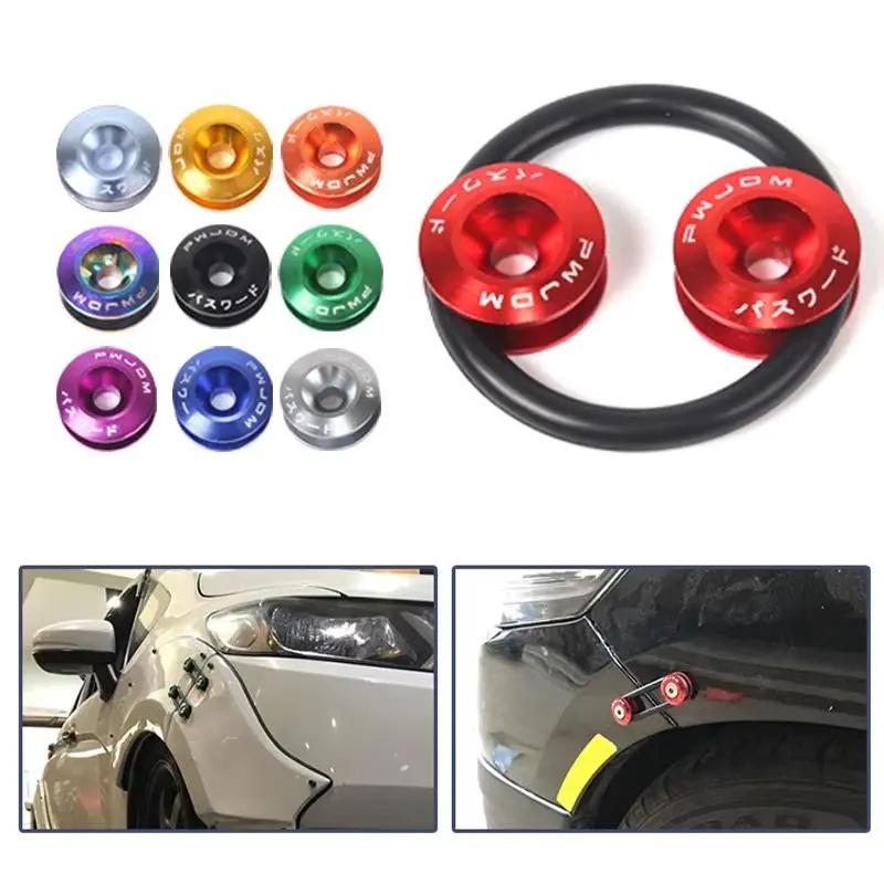 CNC Precision Machined Aluminum Quick Release Fasteners - Rubber-Coated Universal Quick Latch Pins, 10 Unique Colors, Easy Installation, Bolt-On, Upscale, 4*Screws & 4*Nuts for Car Front Bumpers (Fits Different Automotive Setups), 10 Color, Billet Aluminu