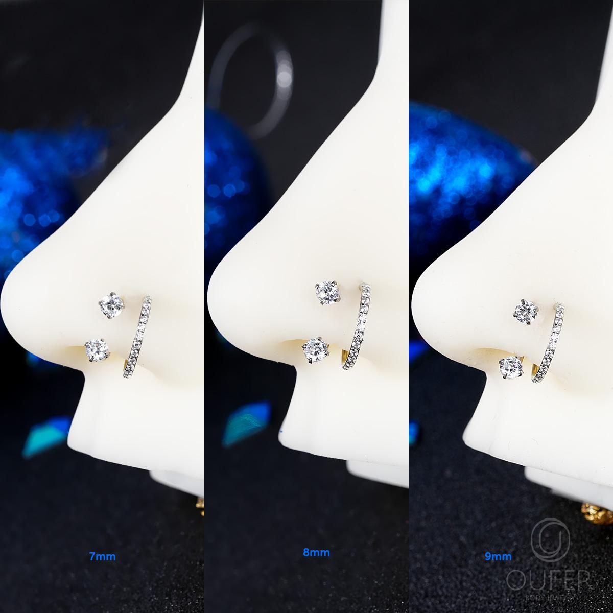 Oufer 18G/20G Horseshoe Ring AAA+ Grade CZ Stones 316L Stainless Steel 7mm 8mm 10mm Sizes Stylish Durable Unisex Nose Hoop for Nostril Cartilage Lobe Piercing