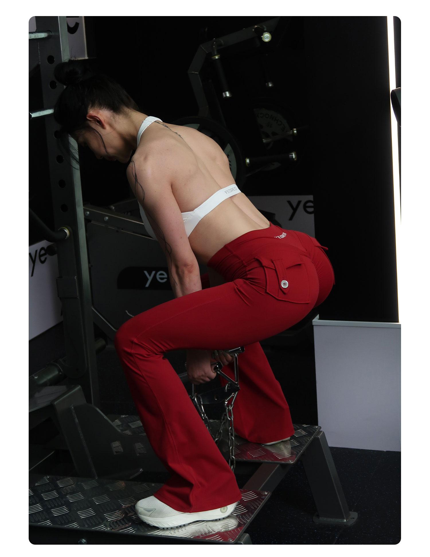 YEOREO CoreFlex Snatching Flare Leggings High-Waisted Scrunch Butt-Lifting Tummy Control Seamless Workout Pants with Pockets Breathable