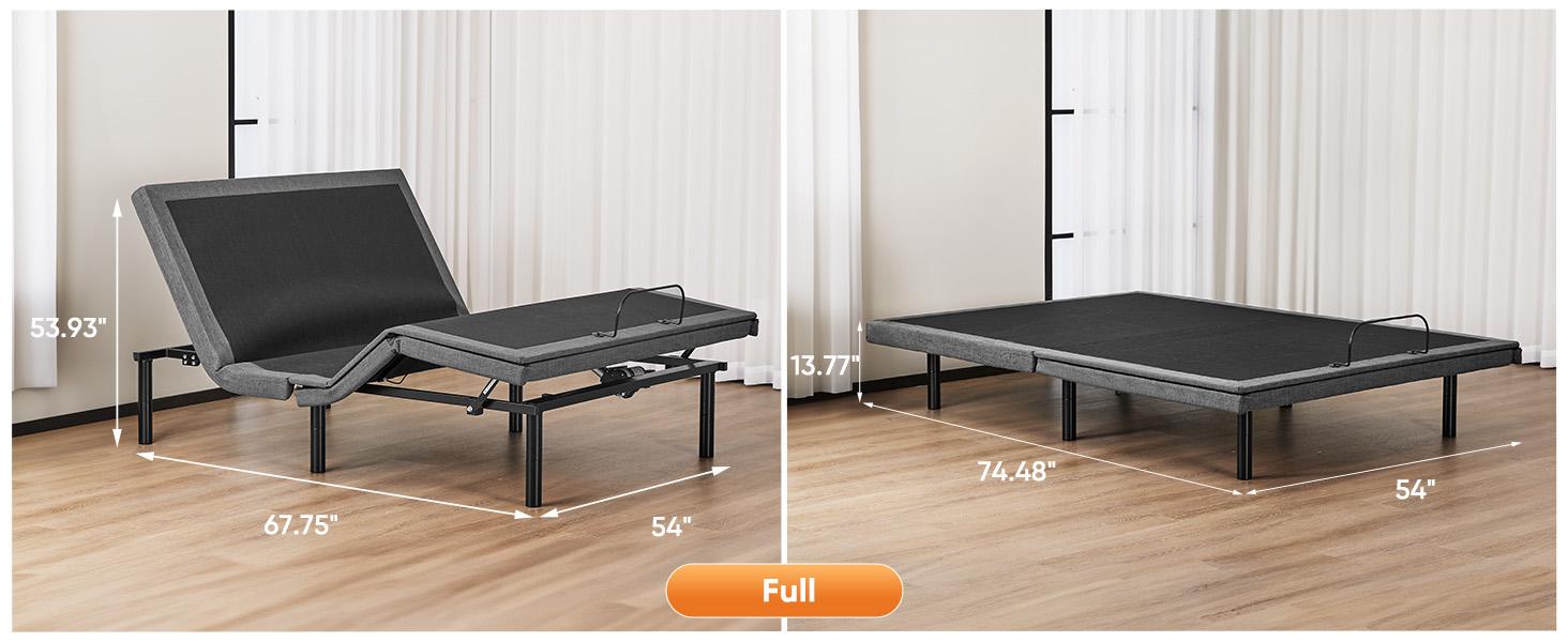 Electric Bed Ergonomic Adjustable Bed Frame with Wireless Remote, Head and Foot Incline, Zero Gravity Bed, Anti-Snore, Easy Assembly
