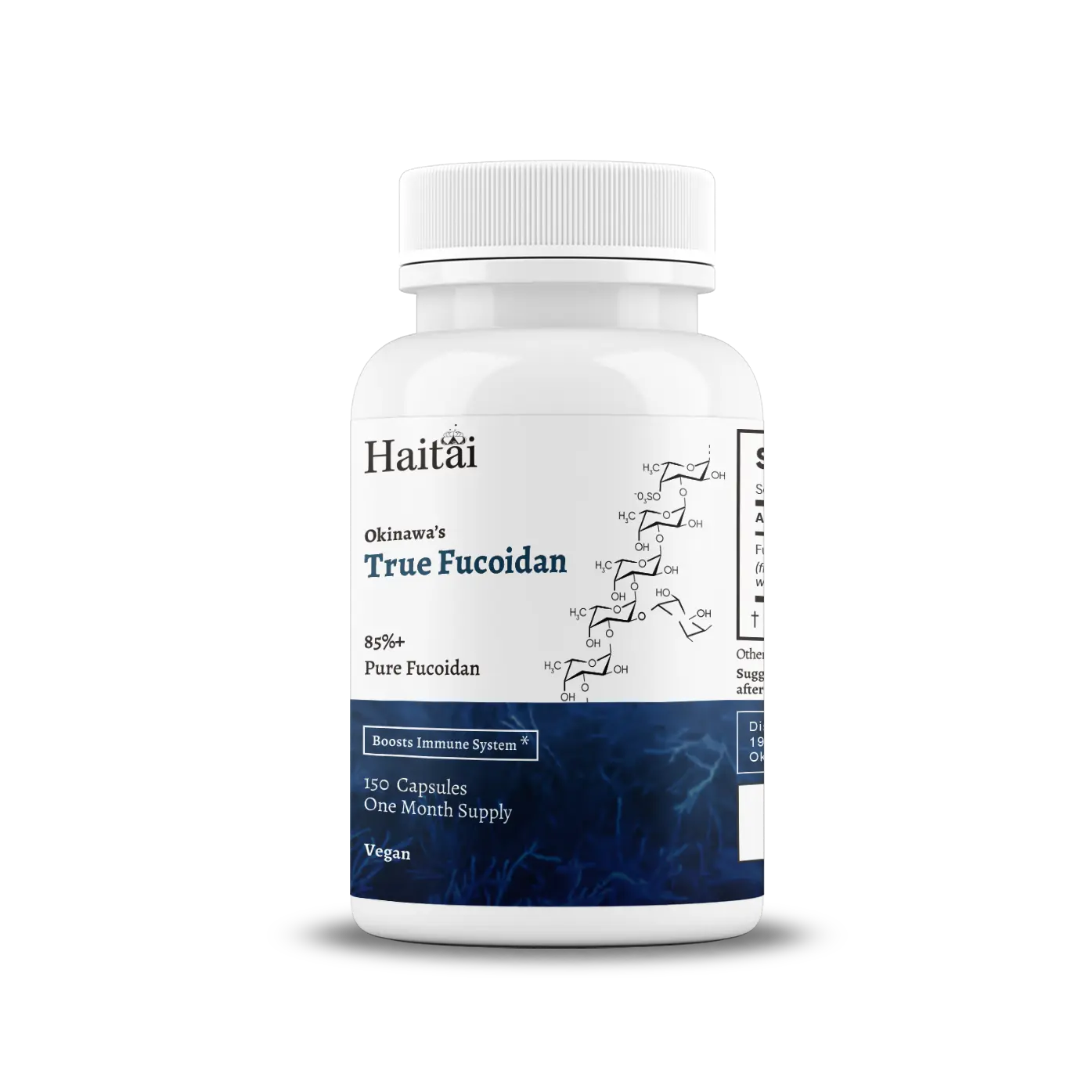 Haitai True Fucoidan - Lab-Tested >85% Pure Mozuku Seaweed Extract, 150 Veggie Capsules, 200mg Each, Made in Okinawa, Japan - 30 Day Supply