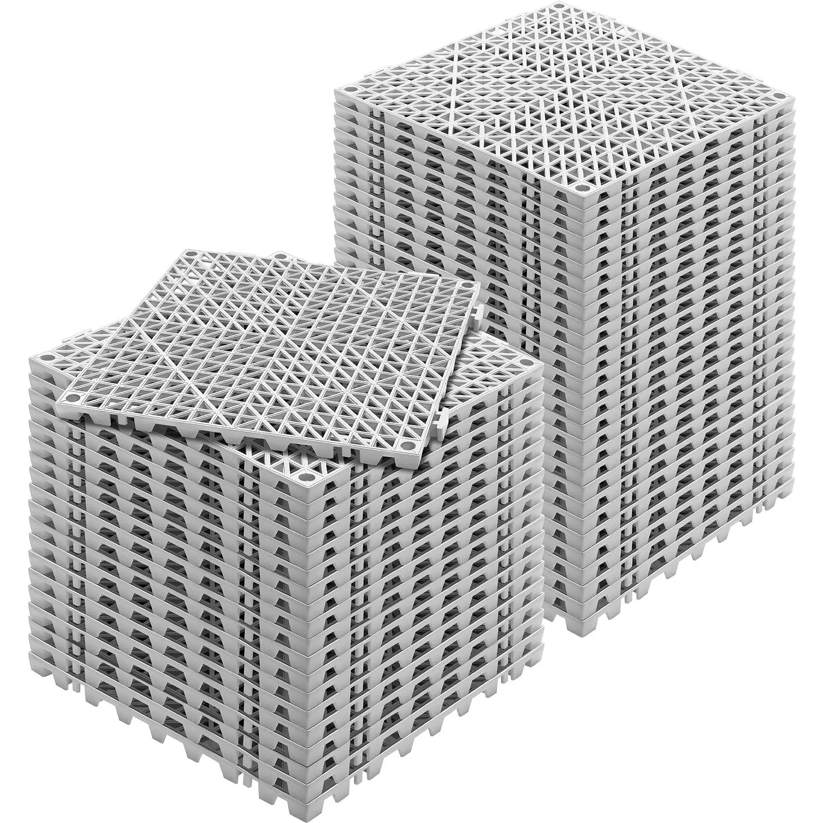 【FathersDayGift】VEVOR Interlocking Tile 50PCS Gray, Drainage Tiles 12" x 12" Splicing, Soft PVC Interlocking Drainage Floor Tiles, Non-Slip Drainage Holes for Restroom, Bathroom, Kitchen, Pool, Wet Areas