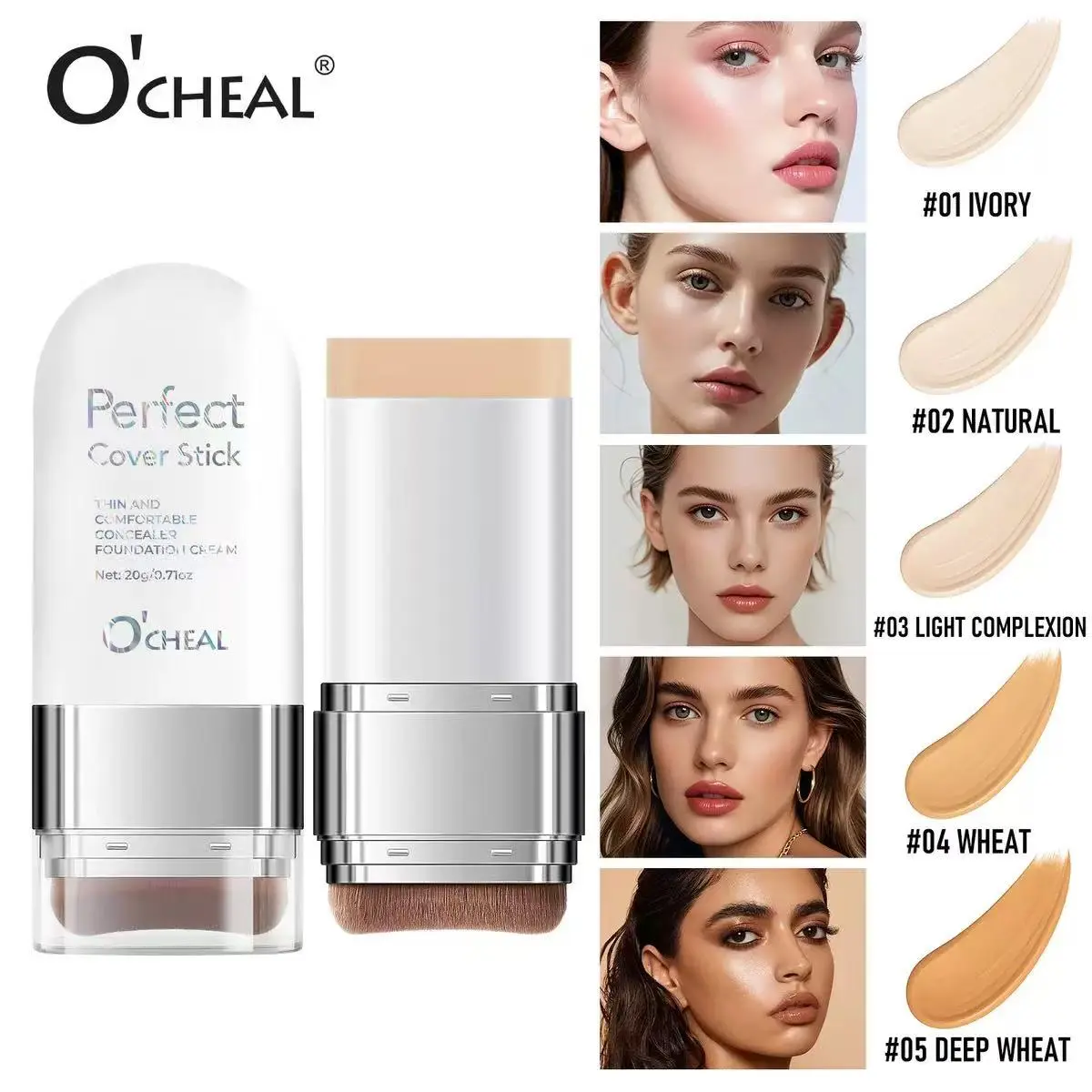 Foundation Concealer Stick, Full Coverage Cream Makeup for a Flawless Base, Lightweight & Buildable Formula for Under Eye Circles and Blemishes, Smooth Natural Look for Adults, Beauty Products, Makeup Routine, Solid, Creamy Texture, 30G, Cosmetic, Flawles