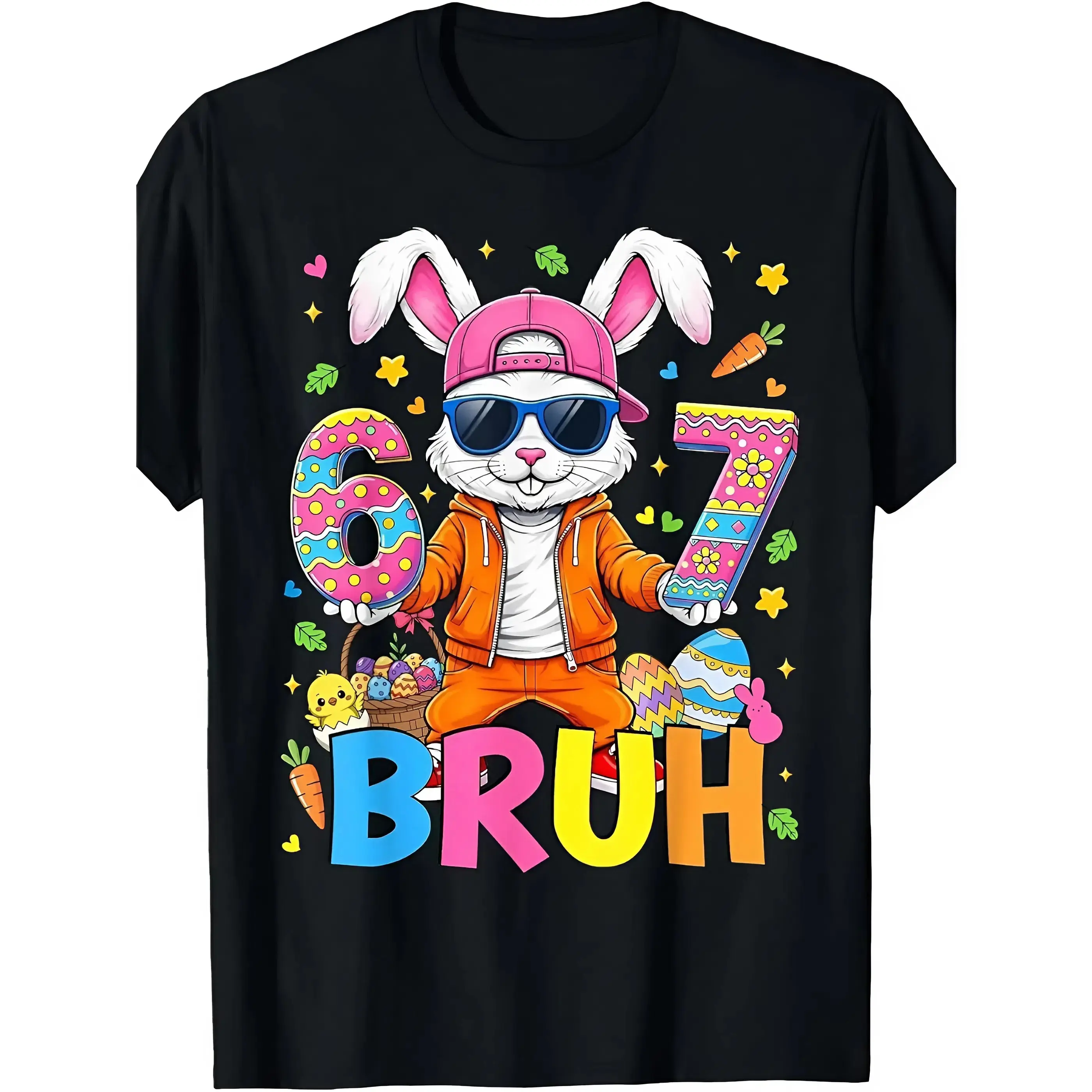 67 Bruh Easter Day Six Seven Rabbit Rabbit Face Easter Egg Youth and Adult T-Shirt, Easter Bunny tee, Happy Easter day shirt, toddler clothes, youth clothing, gift for son and daughter, summer outfit, birthday gift