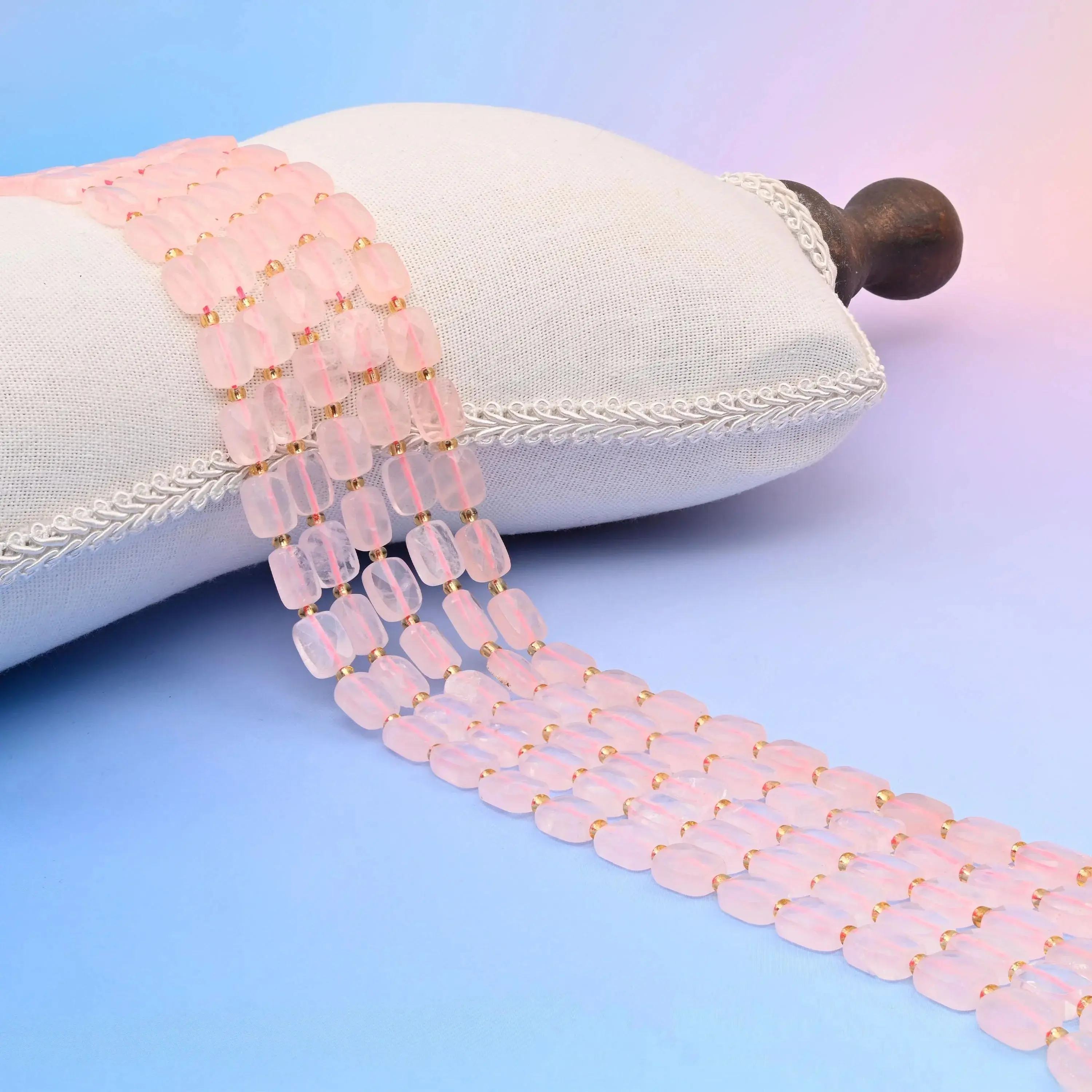 Natural Rose Quartz Faceted Rectangular Beads Strand - 10x8mm, 15.5in Emotional Healing Crystals for DIY Jewelry Making, Love Promotion, Self-Esteem Boosting