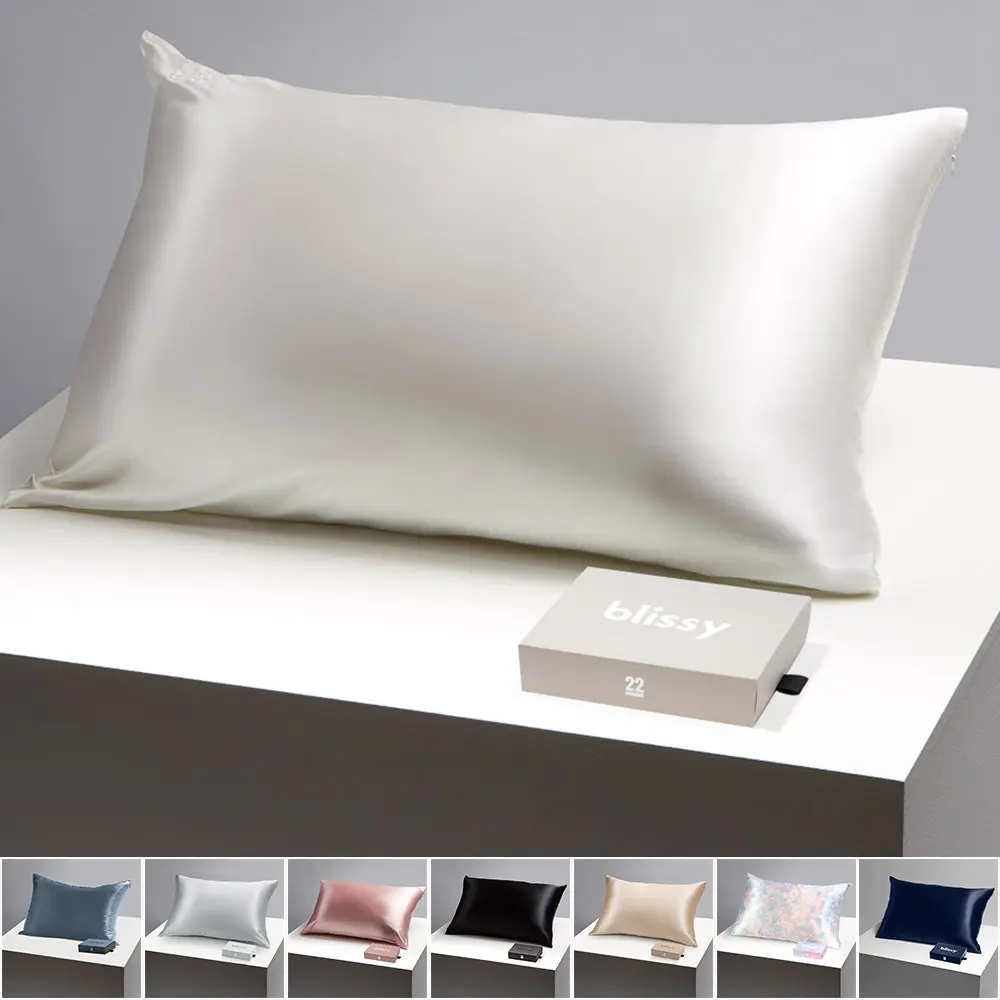 Blissy Silk Pillowcase - 100% Pure Mulberry Silk - Improve Your Hair, Skin and Health While You Sleep! - The Only Award Winning & Dermatologist Approved Silk Pillowcase