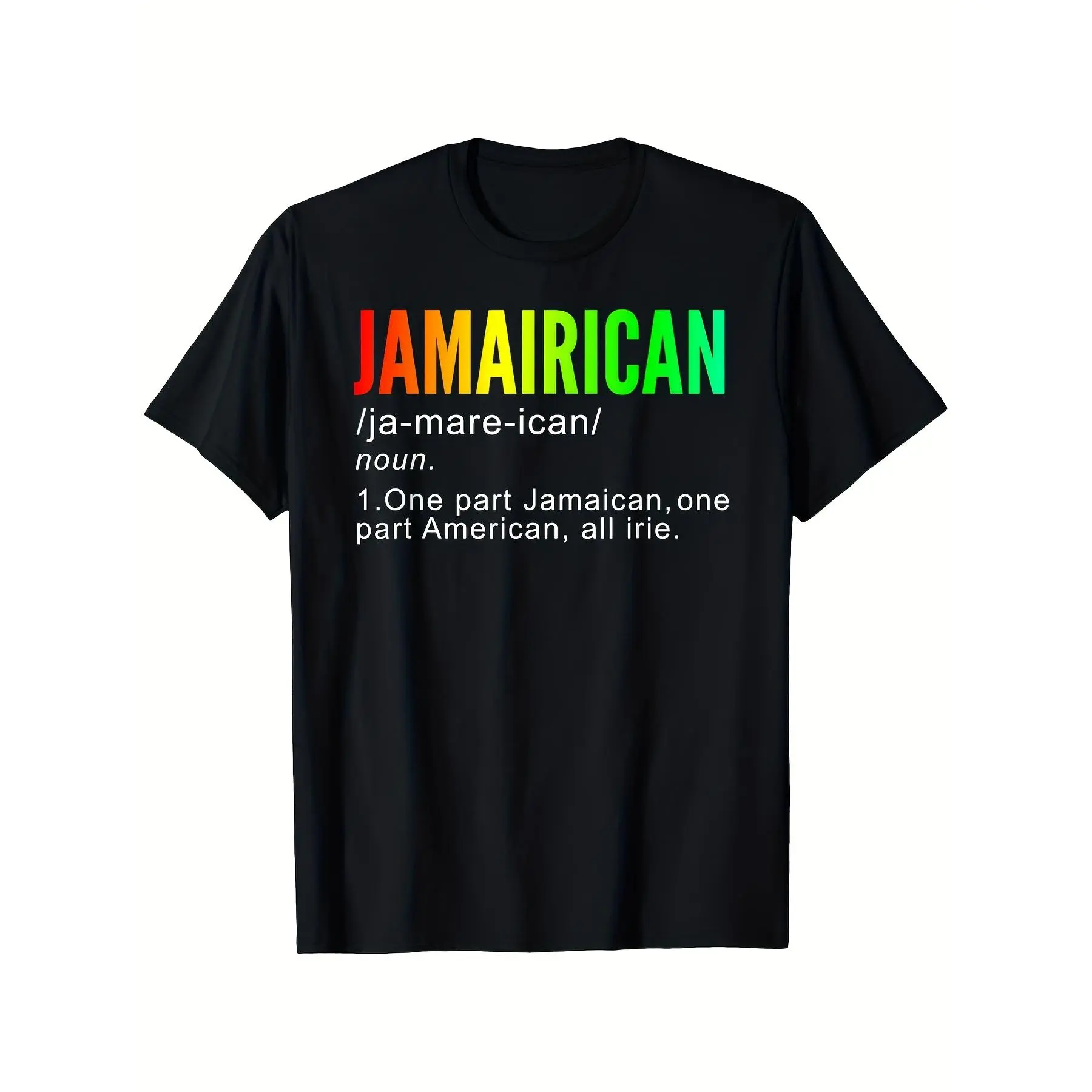 Men'S Jamaican American T-Shirt - Funny Jamaican Slang Definition Graphic Tee - Lightweight Breathable Shirt for Everyday & Travel - Black with Jamaican Patois Print -  Oversized Basic Casual Fit Spandex Comfy