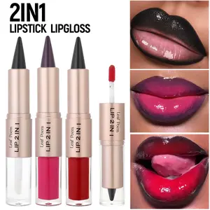 2-in-1 Lipstick & Lip Gloss: Dual-Ended Pigmented Lip Color + Gloss for Long-Lasting, Glowy Pout