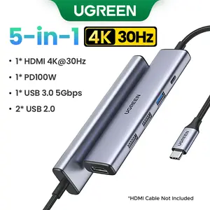 UGREEN USB C Hub 5 in 1 Multiport Adapter Revodok 105 4K HDMI, 100W Power Delivery, 3 USB-A Data Ports, USB C Dongle for MacBook Pro/Air, iPad Pro, iMac, iPhone 16 Pro/Pro Max, XPS, Thinkpad（HDMI Cable Not Included),Tiktokshopstockup