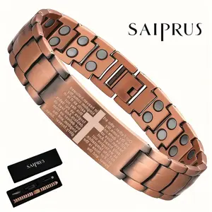 SAIPRUS Men’s Bracelet – Adjustable Pure Copper Magnetic Cross Bracelet with Adjustment Tool Included, a Perfect Gift for Your Boyfriend Effective magnetic force up to 3500 Gauss Stylish modern accessory gift set