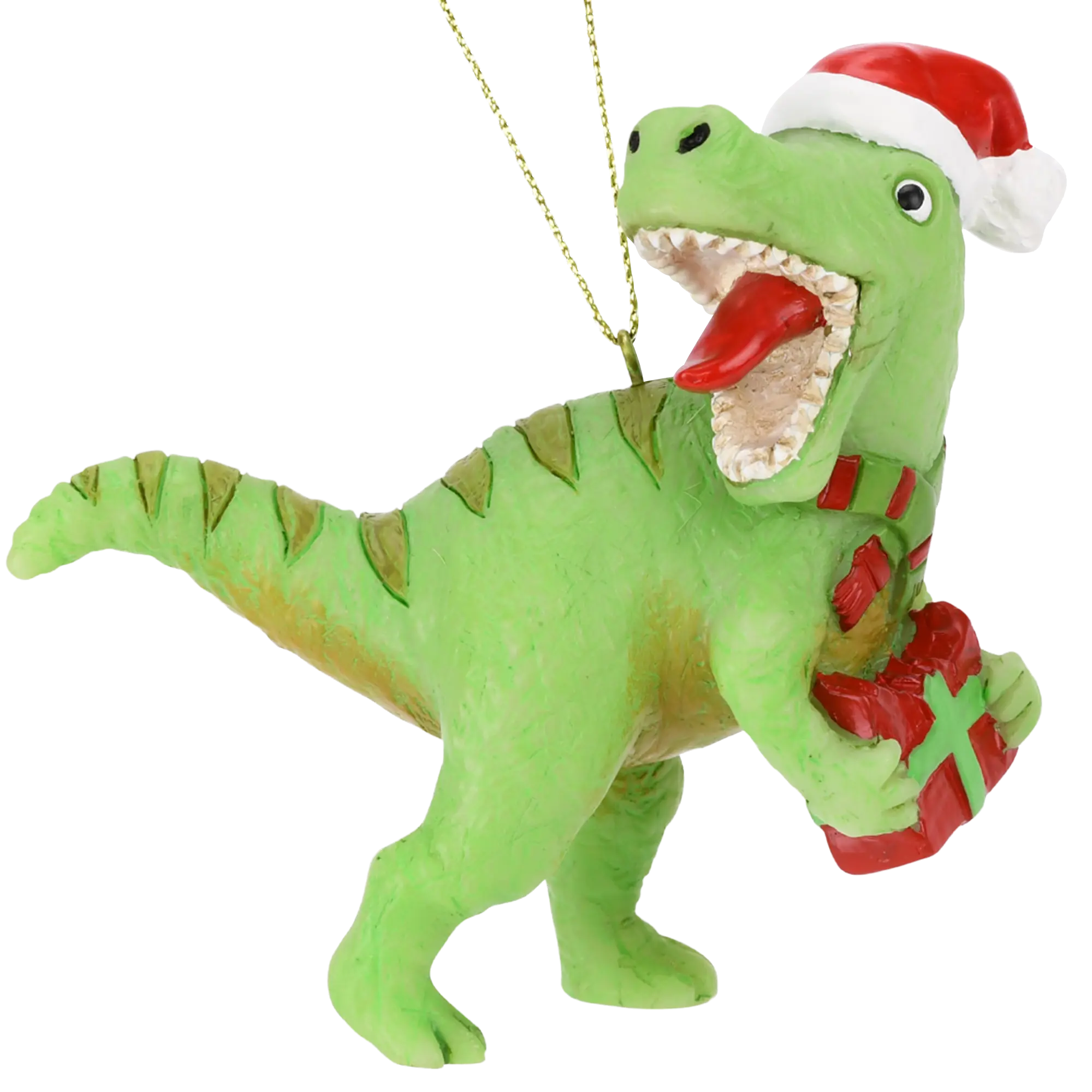 Tree Buddees Xmas Rex Funny T-Rex Dinosaur Christmas Ornament Hand-Painted Resin Prehistoric Tree Decoration for Dinosaur Lovers & Holiday Collectors
