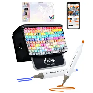 Aedaga Dual Tip Alcohol Markers  Colors 80-280 with Portable Travel Case Quick Dry for Art Sketching Lettering and Coloring Books 1mm Fine Tip & 1-6mm Chisel Tip