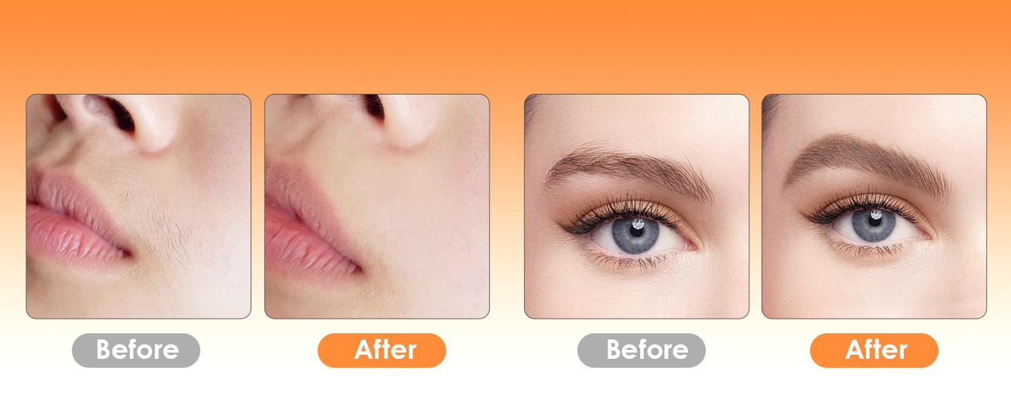 Vogcrest Eyebrow & Facial trimmer，Hair Remover Women's Portable 2-in-1 Electric Shaver with Type-C Charging LED Light Comfortable Grooming