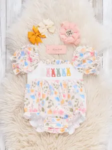 Blossom Hop Embroidered Bubble Romper