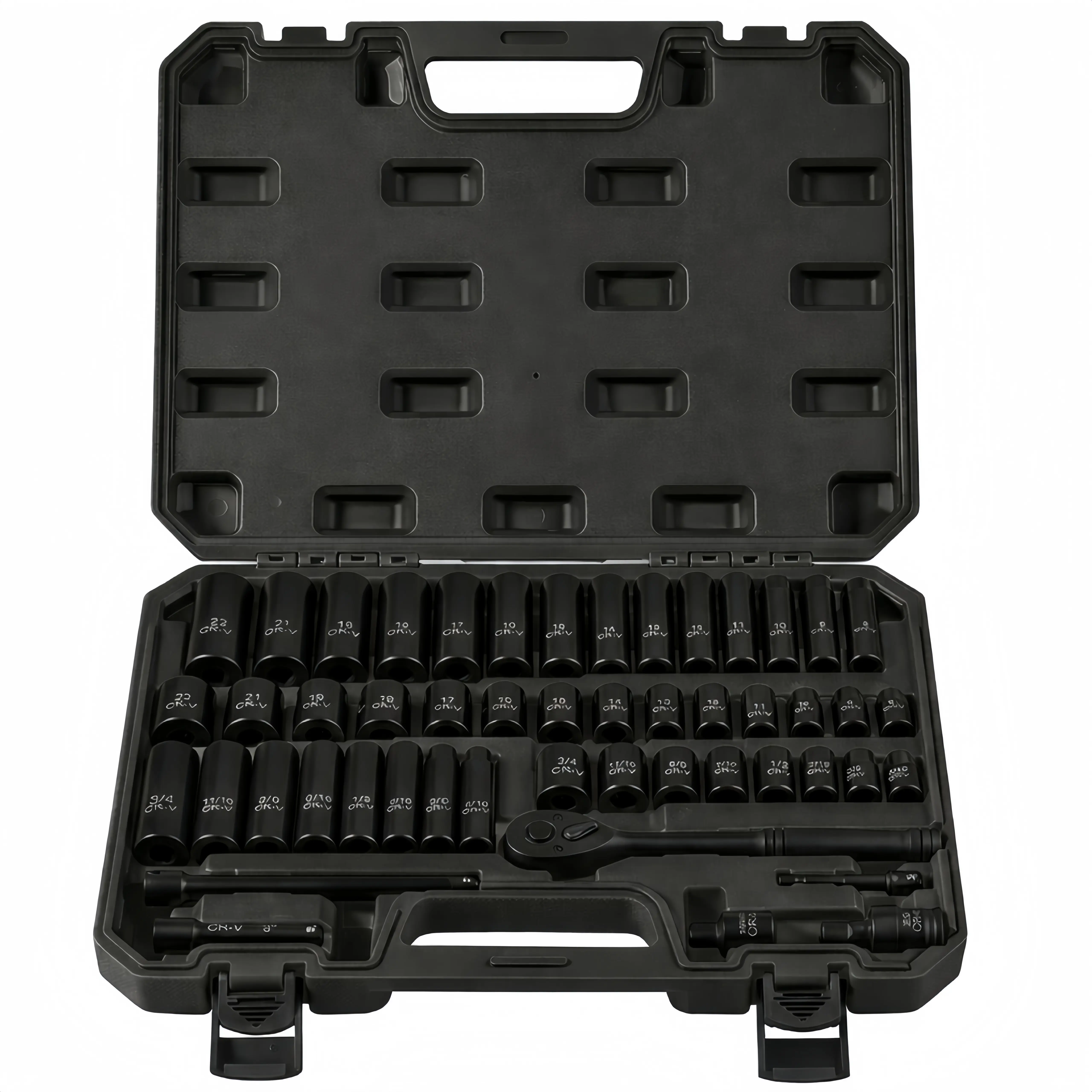 50pcs Set Standard SAE (5/16 To 3/4Inch)and Metric(8-22mm) Size Cr-V 3/8-Inch DriveRatchet Handle Drive Extension Bar with Heavy Duty Hardware