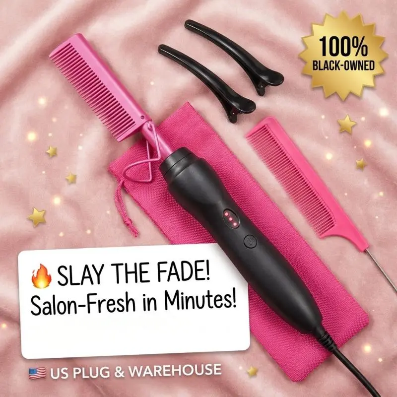 Electric Hot Comb Straightening Comb for Natural Hair Black Women | Fast Heating Hair Straightener for Silk Press & Wig Styling , Beauty Products, Curly Hair