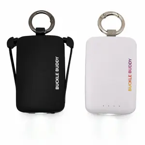 Buckle Buddy - 4000mAh Key Chain Battery Mini Bank (USB Type C & Lightning) w/ Flashlight - Black/White