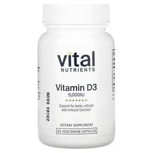 Vital Nutrients Vitamin D3,  5,000 IU, 90 Vegetarian Capsules