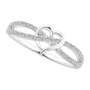 Infinity Heart Promise Ring: Women's Silver Tone Eternity Knot Heart-shaped Rings with Cubic Zirconia Engagement Wedding Jewelry for Valentine's Day Anniversary