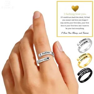 I Fcking Love You Ring For Women, Open Adjustable Tarnish-Free Hypoallergenic One Size Fits All Daily Reminder Gift for Significant Others, Vintage Promise Rings Inspirational Jewelry for Wife Girlfriend summerwins