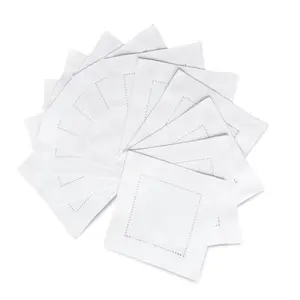 Cotton Linen Hemstitch Cocktail Napkins