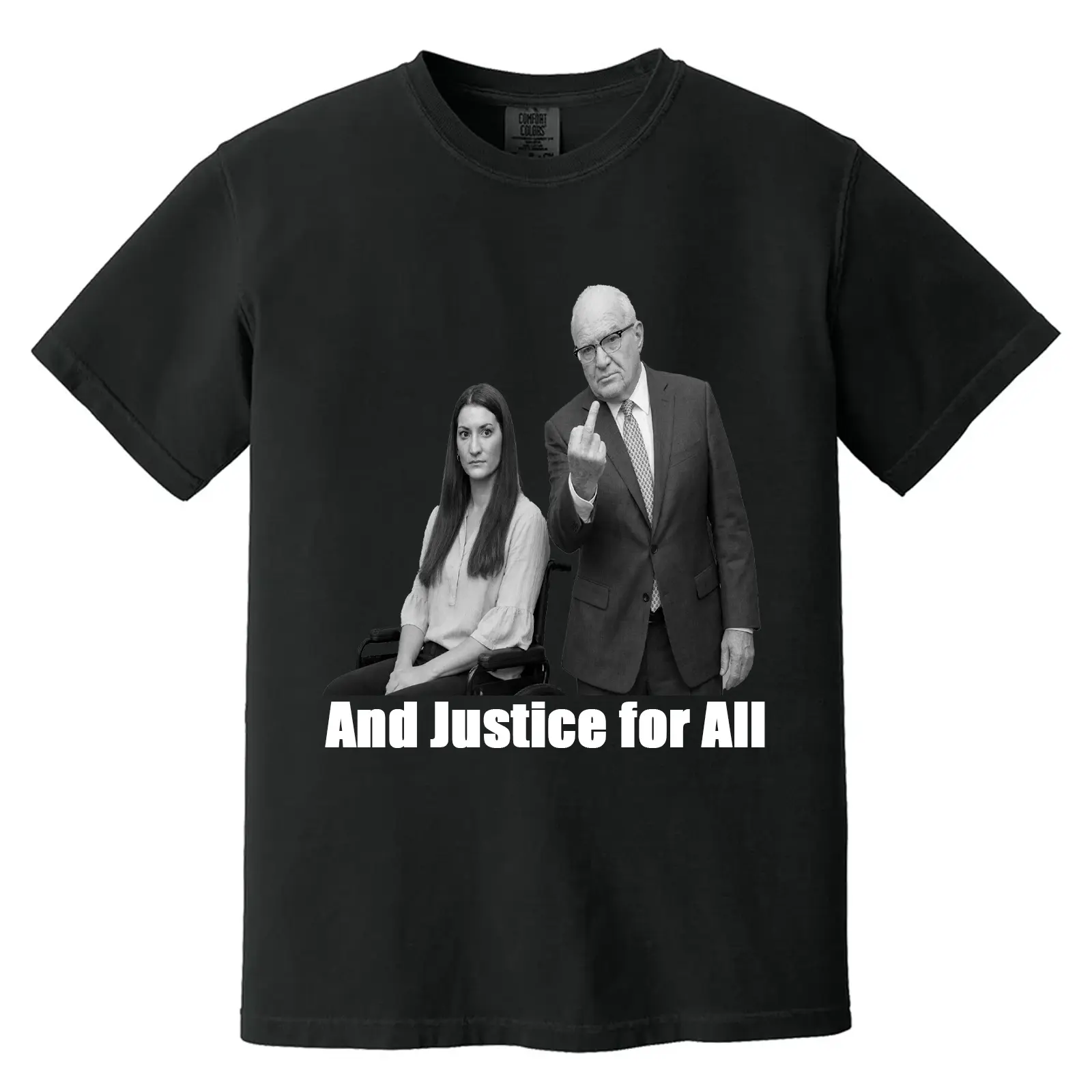 Kevin Reddington & Lindsay Clancy Justice for All Comfort Color Graphic Printed Tee Ring-Spun Cotton Soft-Washed T-Shirt Trendy Tops Perfect Gift