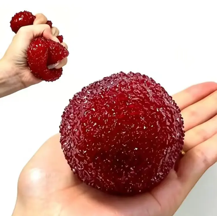 Crunchy Squishy Waxberry Stress Ball, Handmade Crystal Slushy Squeeze Toy, Soft Fidget Sensory Ball, Portable Stress Relief Squeeze Balls, Cute Desk Decor Toy for Kids Teens Adults