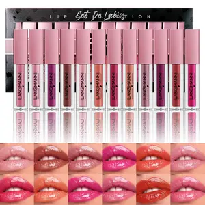FLASH SALE - LANGMANNI 12Pcs Lip gloss Collection Makeup Set, Shiny Smooth Soft Liquid Lip Glosses Lip Stain With Rich Varied Colors For Girls And Women Makeup (Glossy-A)