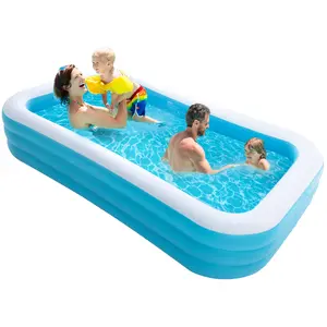 95In Inflatable Swimming Pool Family Inflatable Pool Full-Sized Blow Up Pool Square Easy Set 95''*56''*22'' For Summer Play