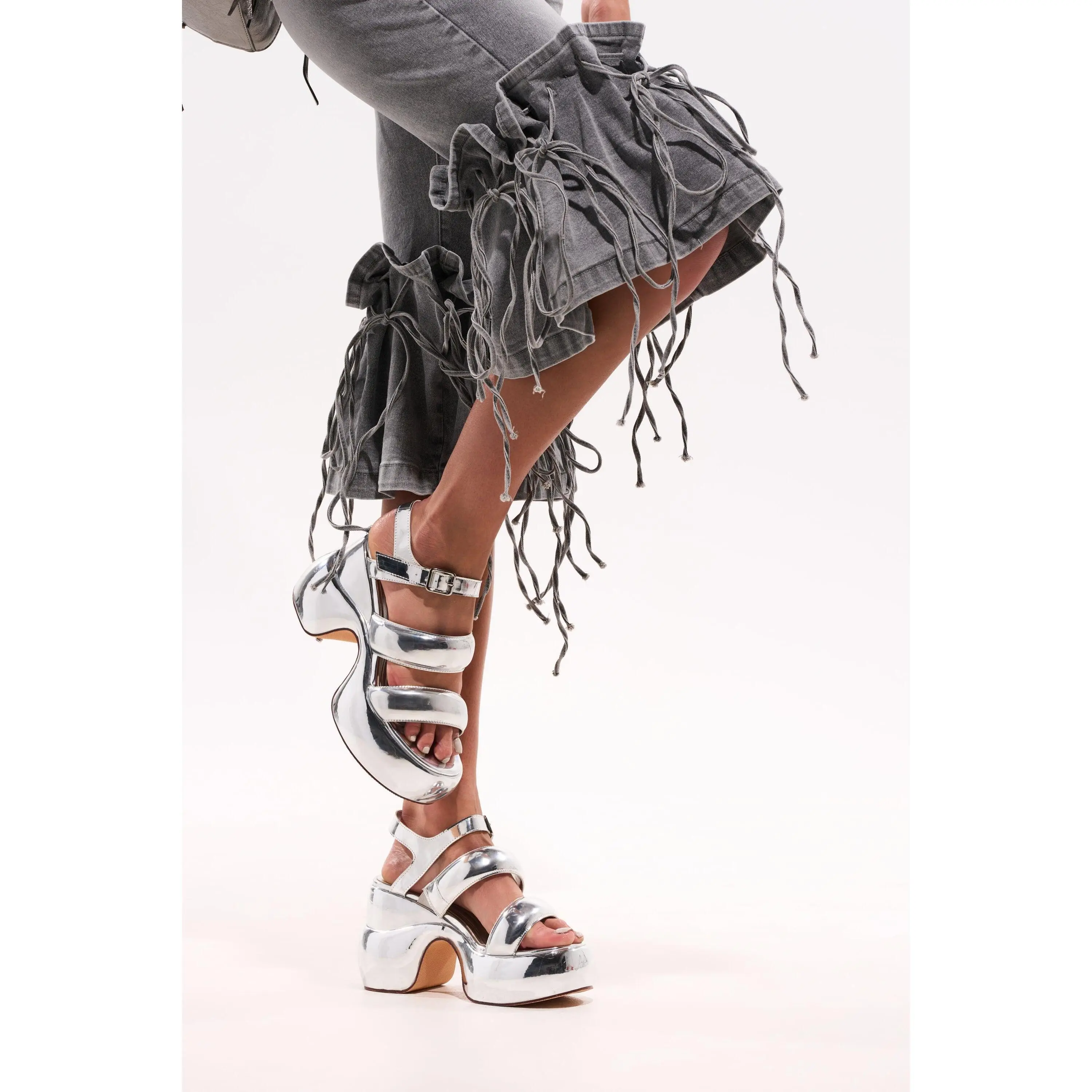 AZALEA WANG NEVES PUFFY SILVER SANDAL