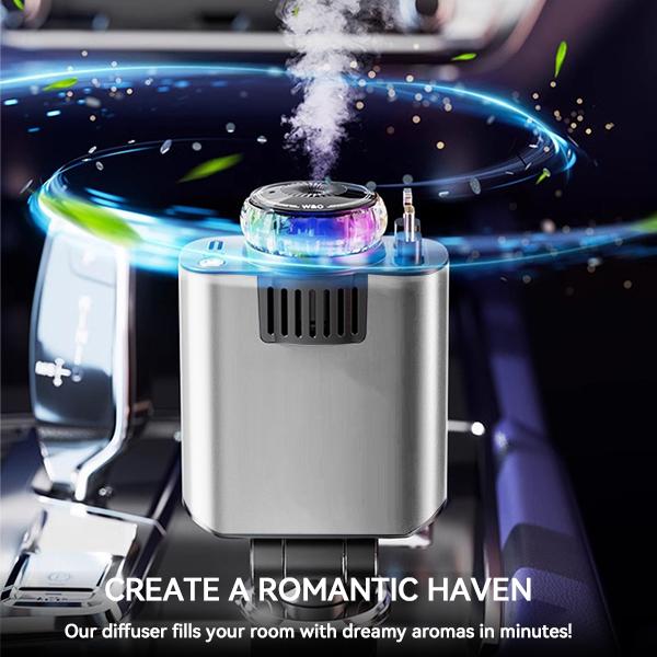 Smart Portable Car Air Freshener with Starlight Diffuser ,Intelligent Sensing & Atmosphere Lighting - Retractable Car Charger & Aromatherapy Diffuser ,Christmas Perfect Gift for Men